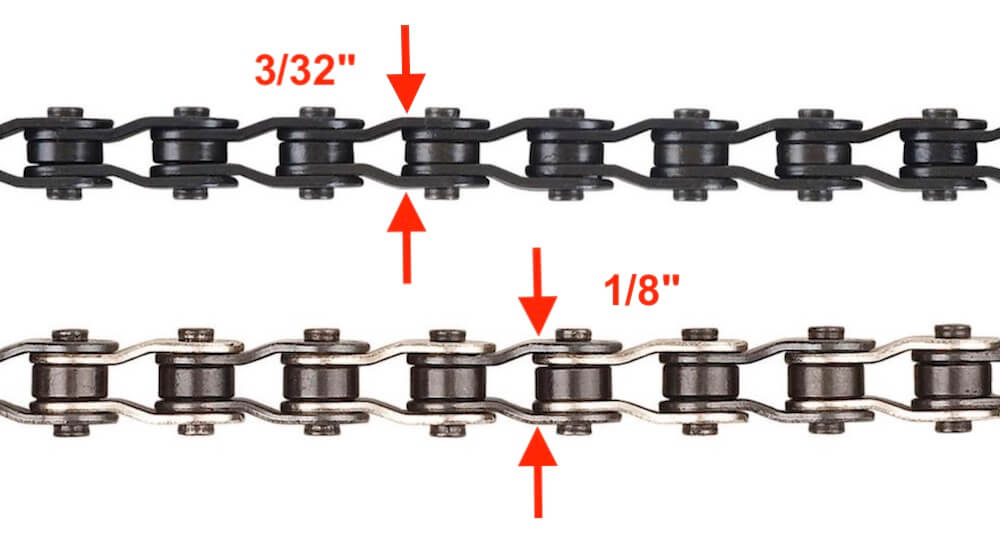3/32 vs 1/8 half link bmx race chains