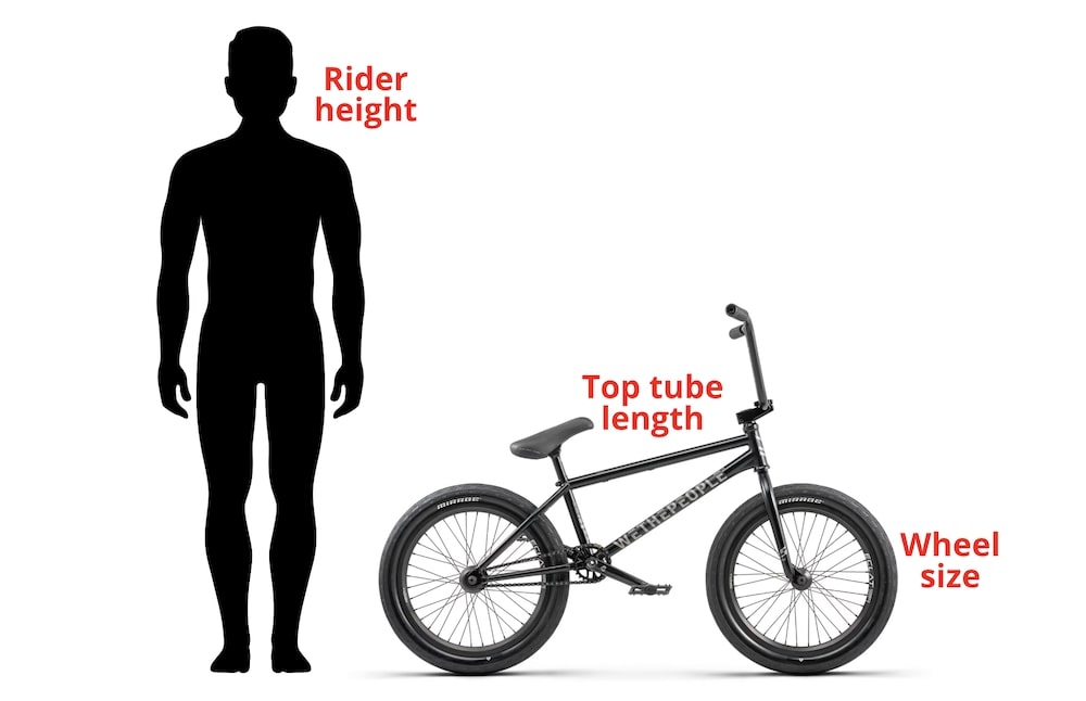 bmx bike size chart by height and wheel size