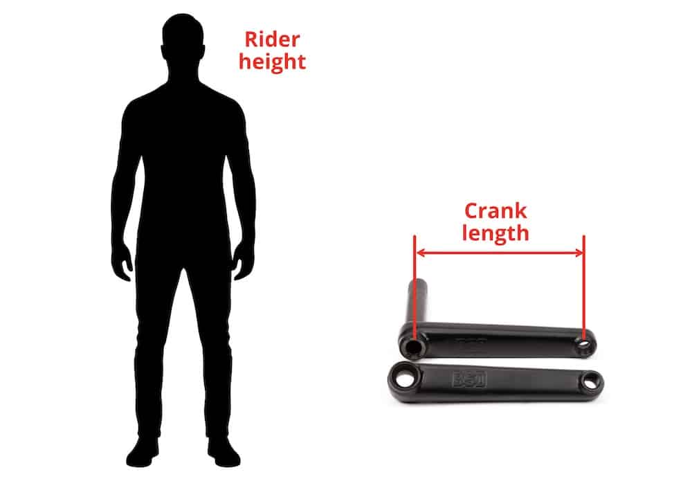 bmx cranks size chart rider height by crank length