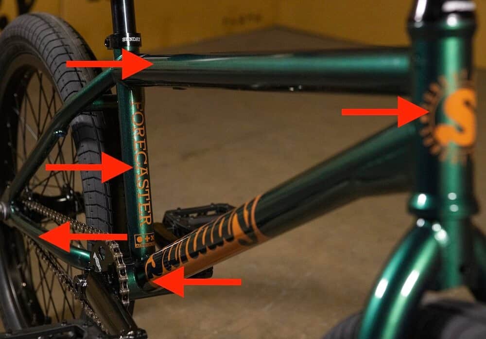 sunday 2027 forecaster brett silva bmx bike frame and bar geometry