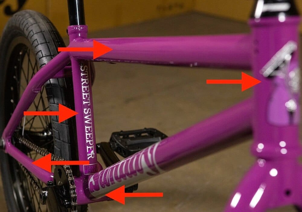 sunday 2027 street sweeper bmx bike frame bar geo