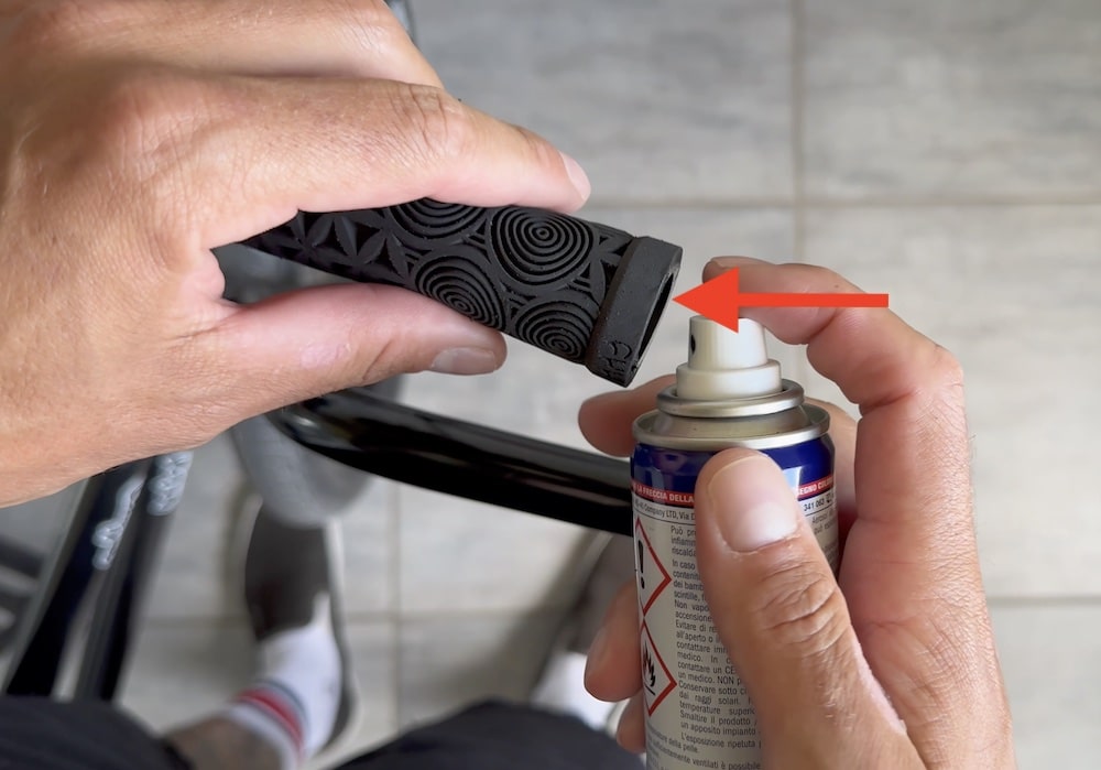 the wd-40 magic for bike grip installation